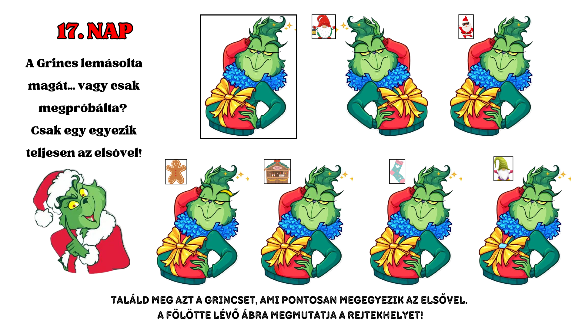 Adventi naptár feladat gyerekeknek, megfigyelős játék és képpárosító rejtvény